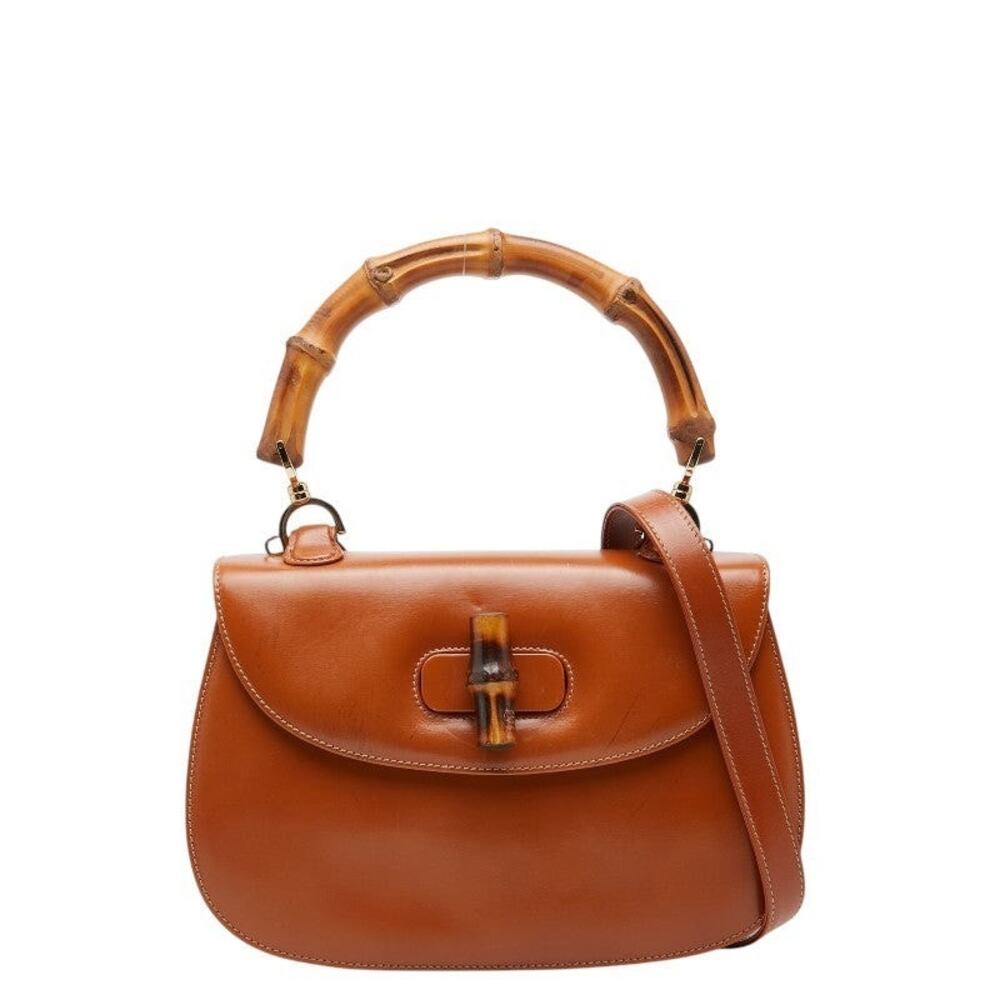 Gucci Bamboo Leather Shoulder Bag Brown